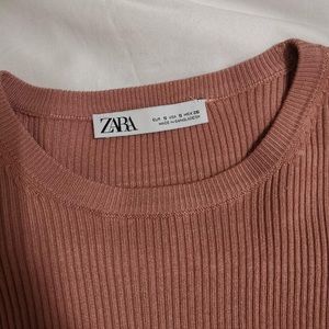 ZARA blush pink 3/4 sleeve ribbed sweater